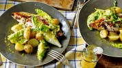 Grilled mackerel with new potatoes and salad recipe