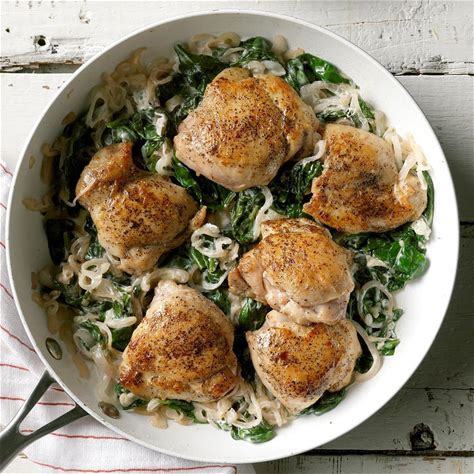 Chicken Thighs with Shallots & Spinach