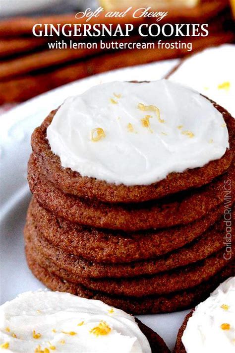 Soft and chewy gingersnap cookies with lemon buttercream