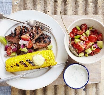 Chipotle bavette steak with lime corn and chunky salsa
