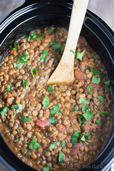 Slow Cooker Moroccan Lentil Soup - This Gal Cooks