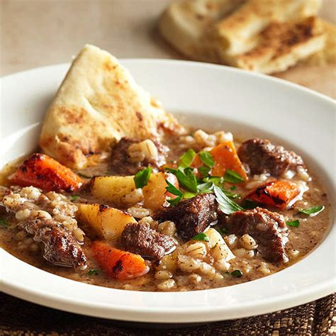 Beef and Barley Stew with Roasted Winter Vegetables