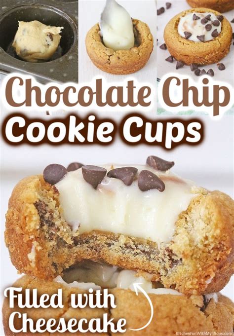 Chocolate Chip Cookie Cups with Cheesecake Filling