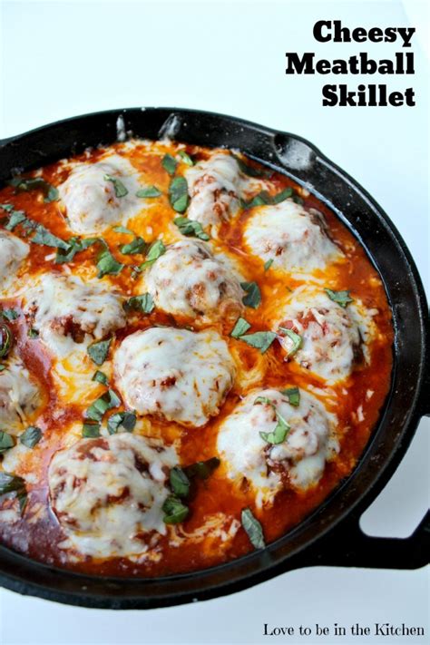 Cheesy Meatball Skillet - Love to be in the Kitchen