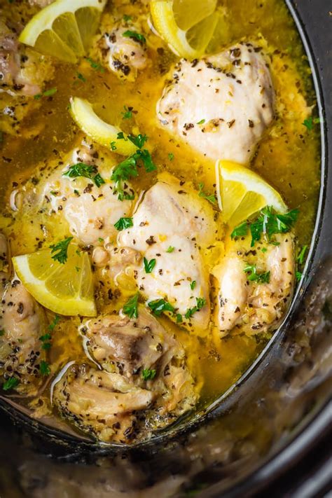Slow Cooker Lemon Garlic Chicken Thighs - Sweet Peas …