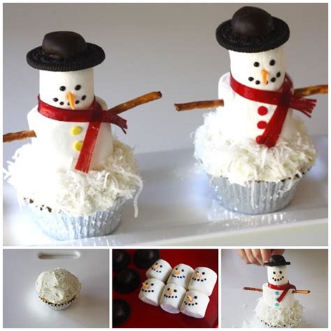 Wonderful DIY Marshmallow Snowman Cupcakes