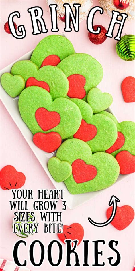 Heart-Shaped Grinch Cookies Recipe - Sugar and Soul