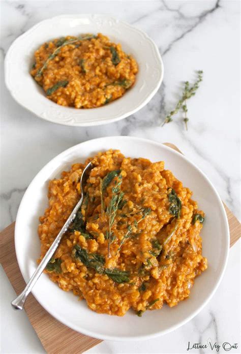 Vegan Pumpkin Risotto with Spinach and Fresh Thyme