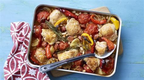 Chicken and chorizo traybake recipe - BBC Food