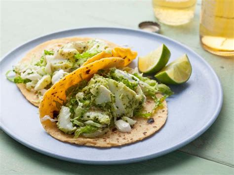 Halibut Fish Tacos with Cilantro Savoy Slaw - Food Network