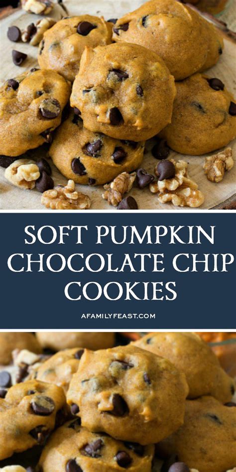 Soft Pumpkin Chocolate Chip Cookies - A Family Feast®