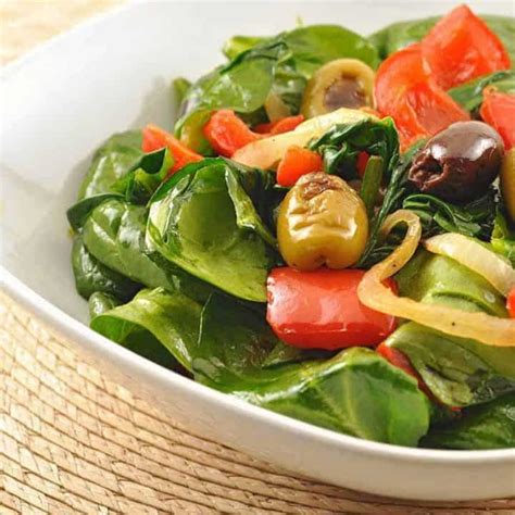 Warm Spinach Salad w/Roasted Red Peppers and …