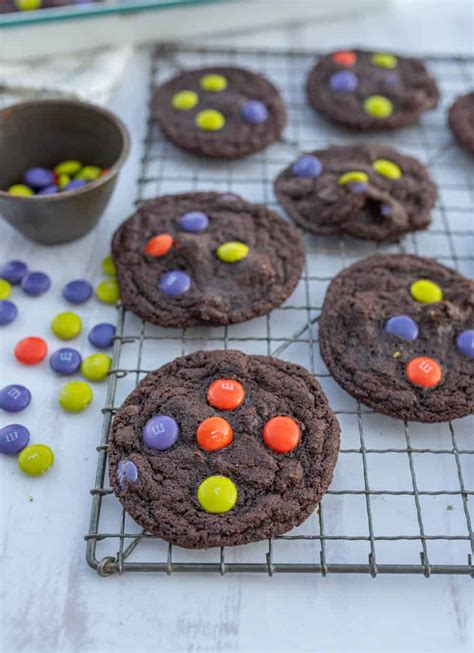 Dark Chocolate Halloween M&M Cookies — Bless this Mess