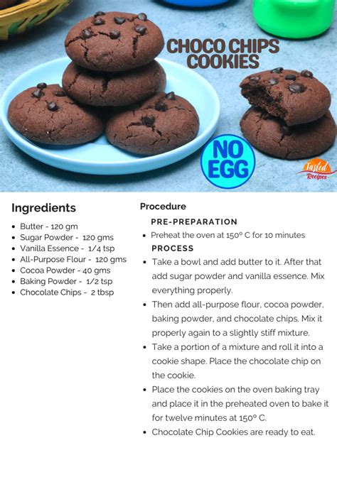 Eggless Choco Chips Cookies in OTG - Tasted Recipes