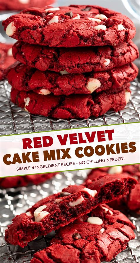 Red Velvet Cake Mix Cookies - The Chunky Chef