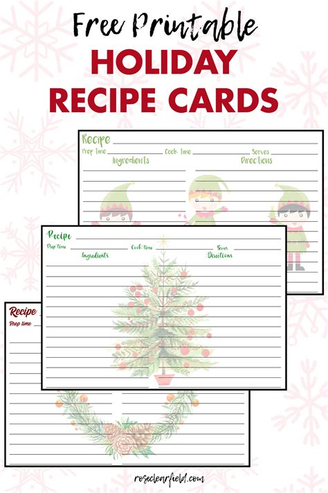 Free Printable Holiday Recipe Cards • Rose Clearfield