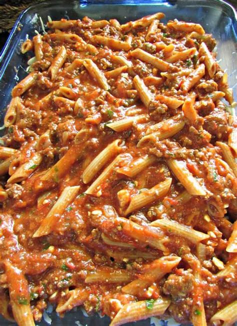 Baked Mostaccioli recipe ~ ricotta + meat sauce ~ A …