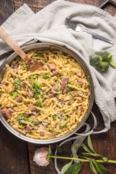 Creamy Leftover Ham Pasta - Two Lucky Spoons