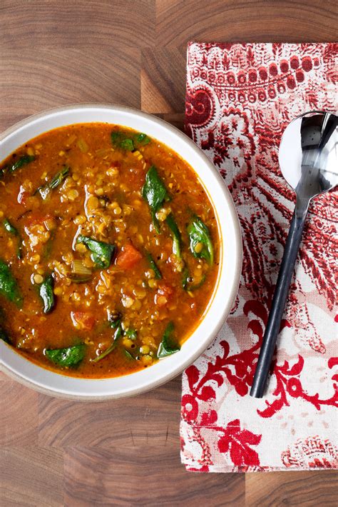 Indian Red Lentil Soup With Spinach - A Modest Feast