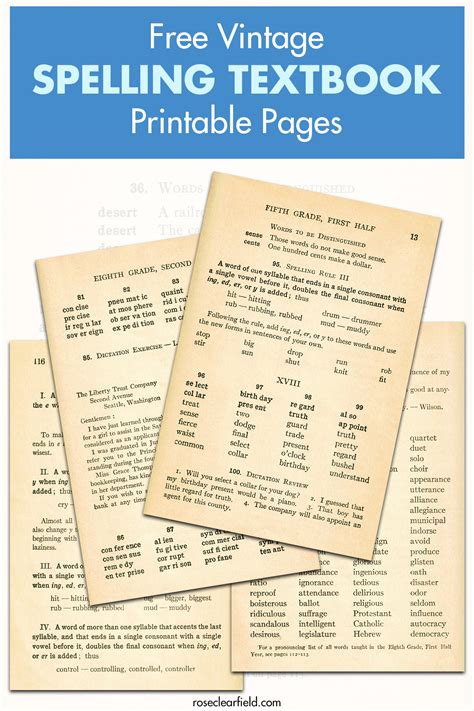 Free Vintage Spelling Textbook Pages - Rose Clearfield