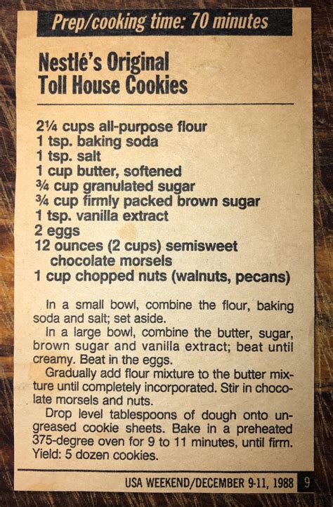Nestle’’s Original Toll House Cookies 1988 : …