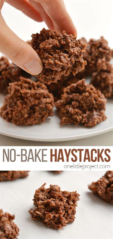 No-Bake Chocolate Haystacks Cookies - One Little Project