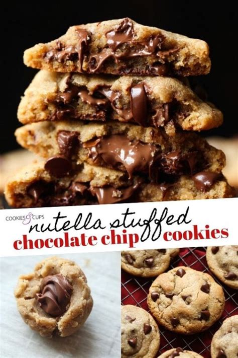 Nutella Stuffed Chocolate Chip Cookies - Cookies and Cups