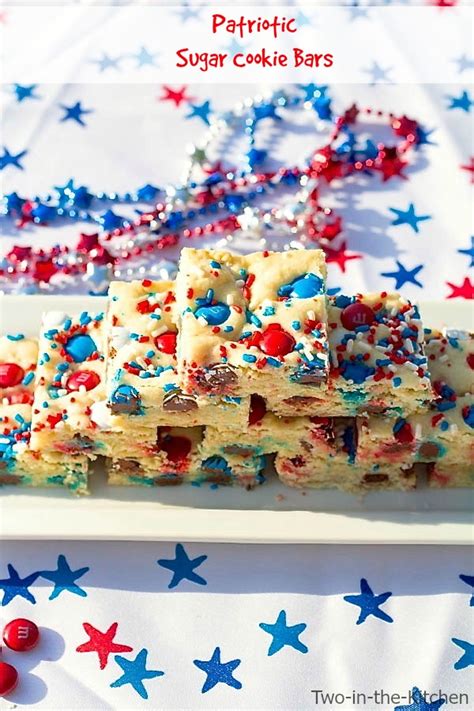 Patriotic Sugar Cookie Bars - Two in the Kitchen
