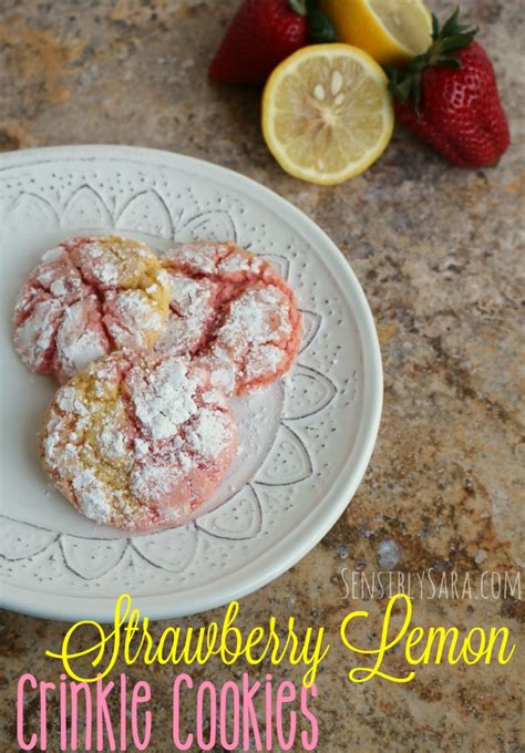 Strawberry Lemon Crinkle Cookies Recipe - Sensibly Sara