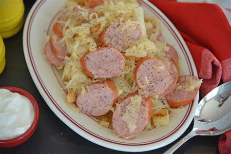 Slow Cooker Sauerkraut and Sausage - Savory Experiments