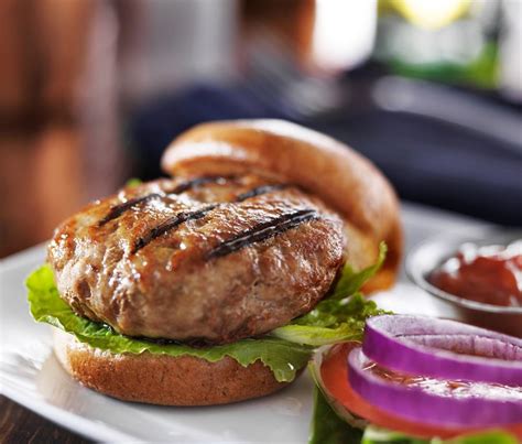 Turkey Burgers With Grilled Onions and Blue Cheese