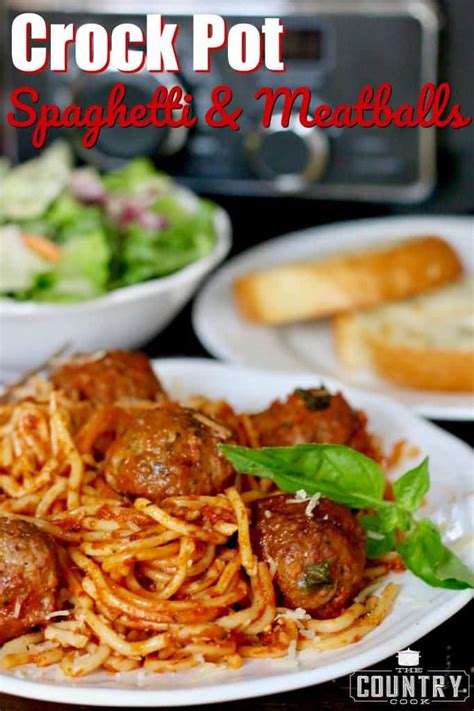 Crock Pot Spaghetti and Meatballs - The Country Cook