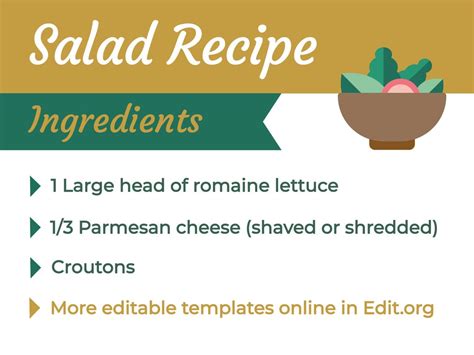 Editable templates for cooking recipes