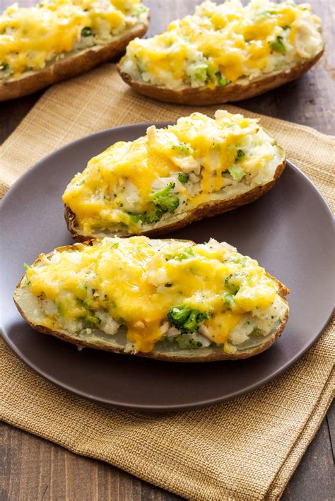 Broccoli Cheddar Chicken Twice Baked Potatoes