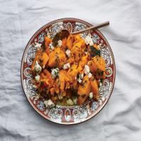 ROASTED BUTTERNUT SQUASH WITH HERB OIL AND GOAT CHEESE