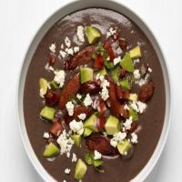 SLOW-COOKER BLACK BEAN SOUP WITH CHORIZO