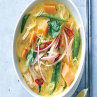 SPICY CURRY NOODLE SOUP WITH CHICKEN AND SWEET POTATO