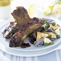 BARBECUED BEEF RIBS WITH MOLASSES-BOURBON SAUCE
